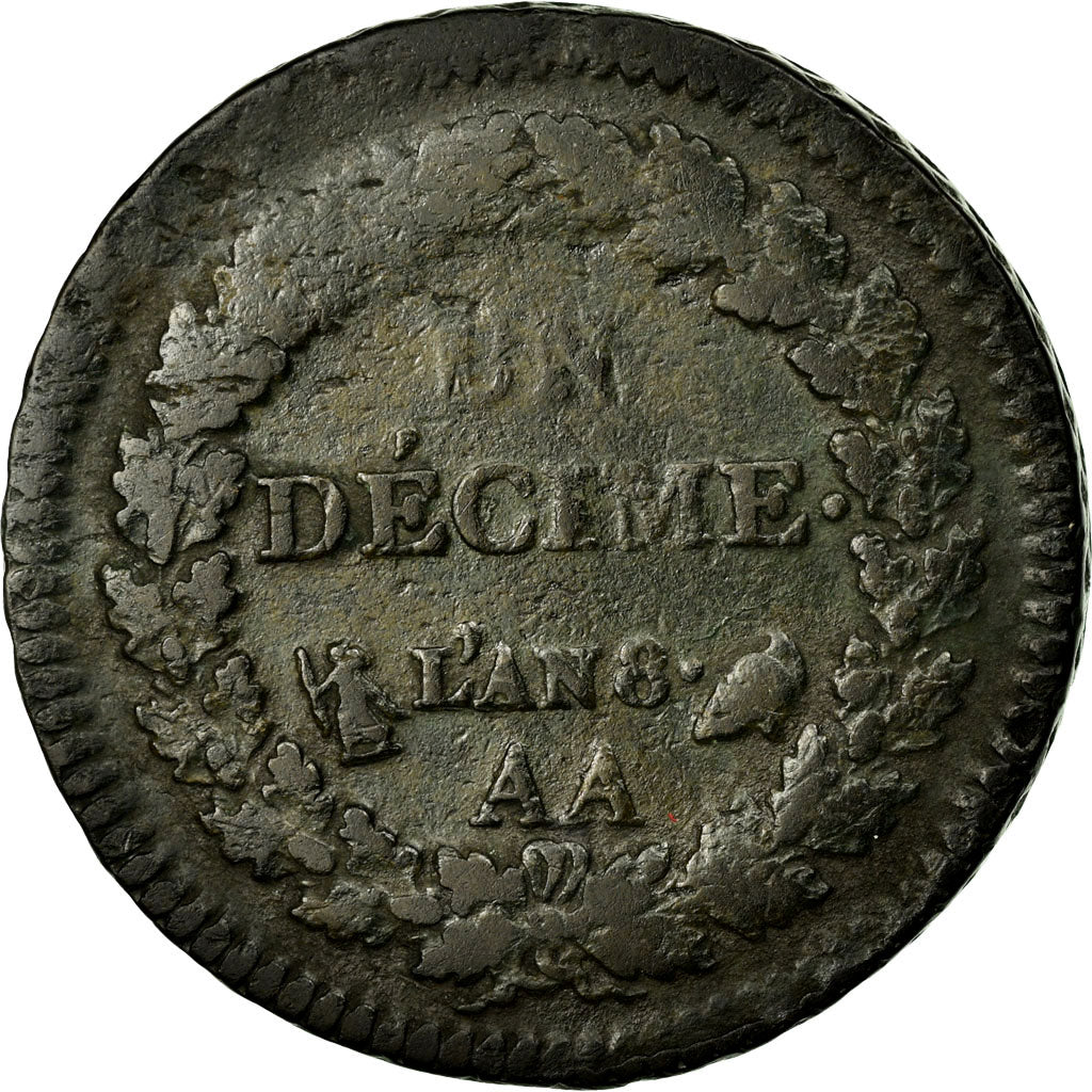 Coin, France, Dupré, Decime, 1799, Metz, VF(20-25), Bronze, KM:644.2