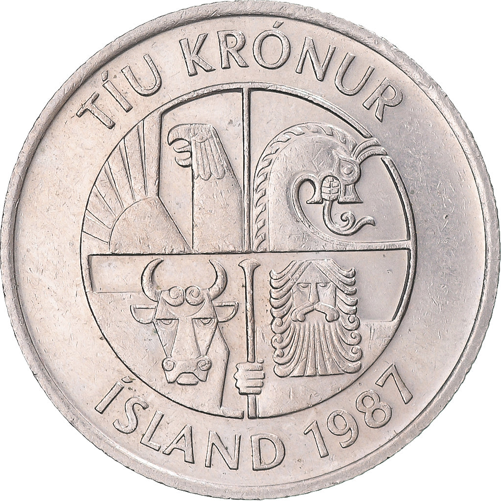 Moeda, Islândia, 10 Kronur, 1987
