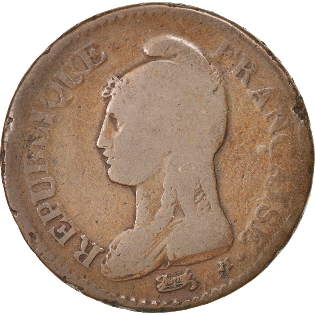 Munten, Frankrijk, Dupré, Decime, 1798, Paris, ZG+, Bronze, KM:644.1