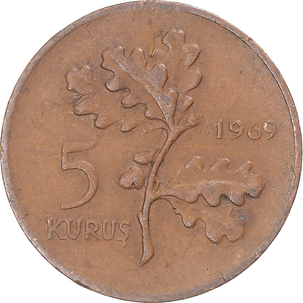 Moeda, Turquia, 5 Kurus, 1969
