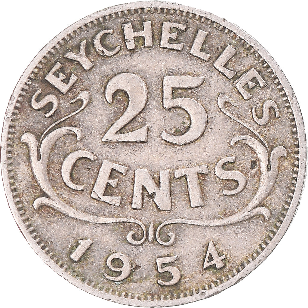 Münze, Seychelles, 25 Cents, 1954