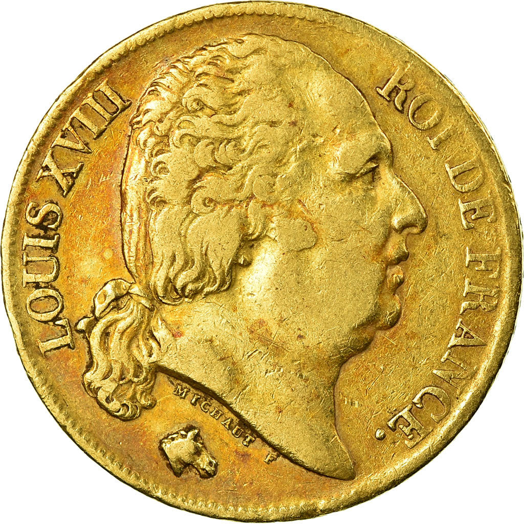 Coin, France, Louis XVIII, Louis XVIII, 20 Francs, 1820, Perpignan, VF(30-35)