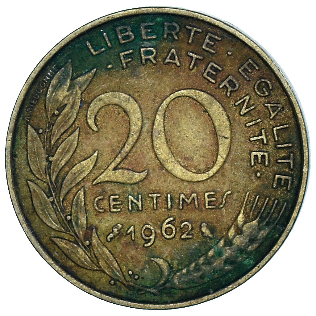 Moneta, Francja, 20 Centimes, 1962
