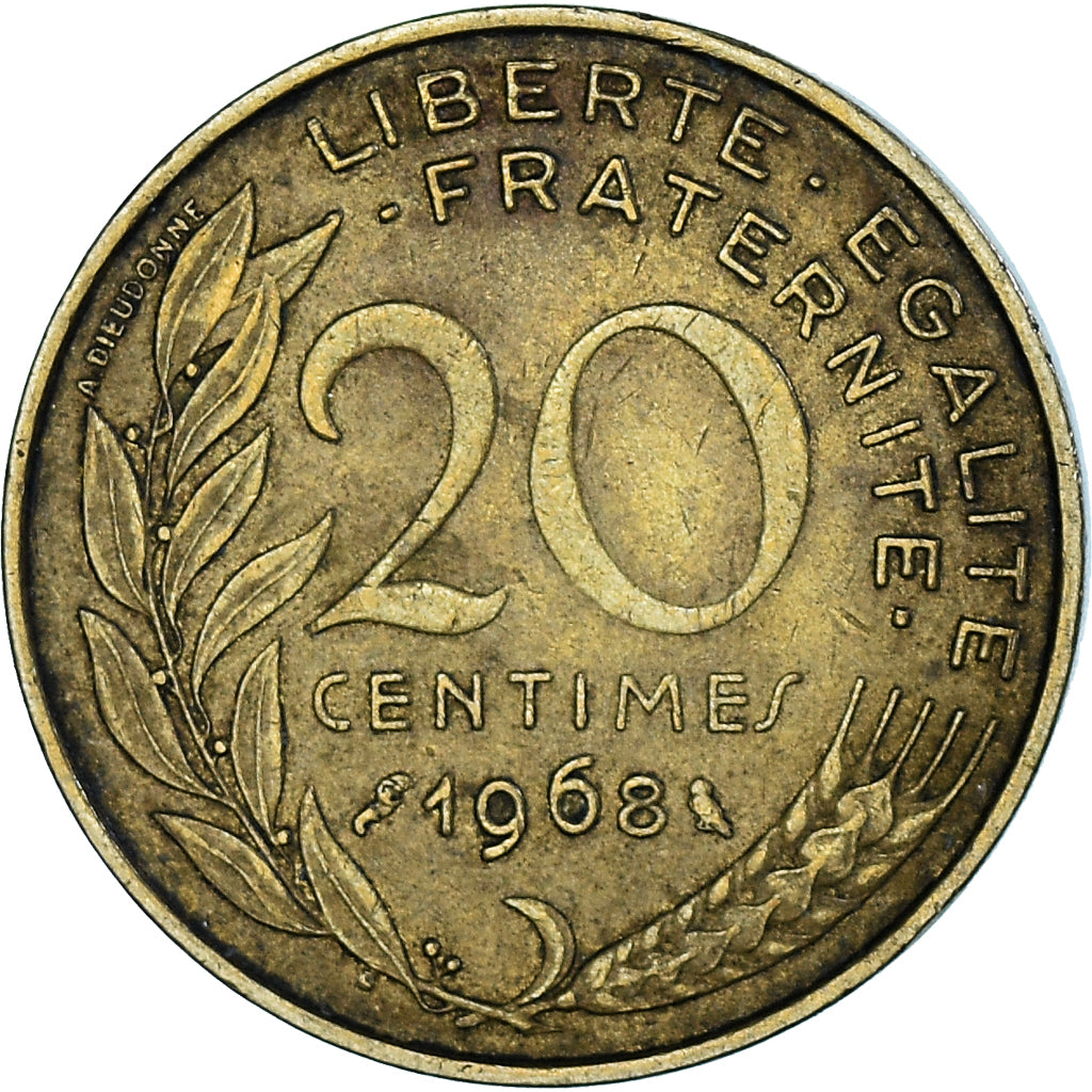Munten, Frankrijk, 20 Centimes, 1968