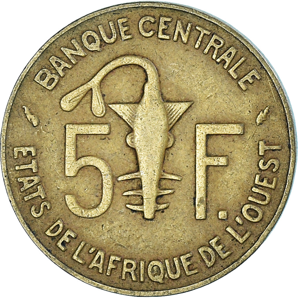 Moneta, Kraje Afryki Zachodniej, 5 Francs, 1990