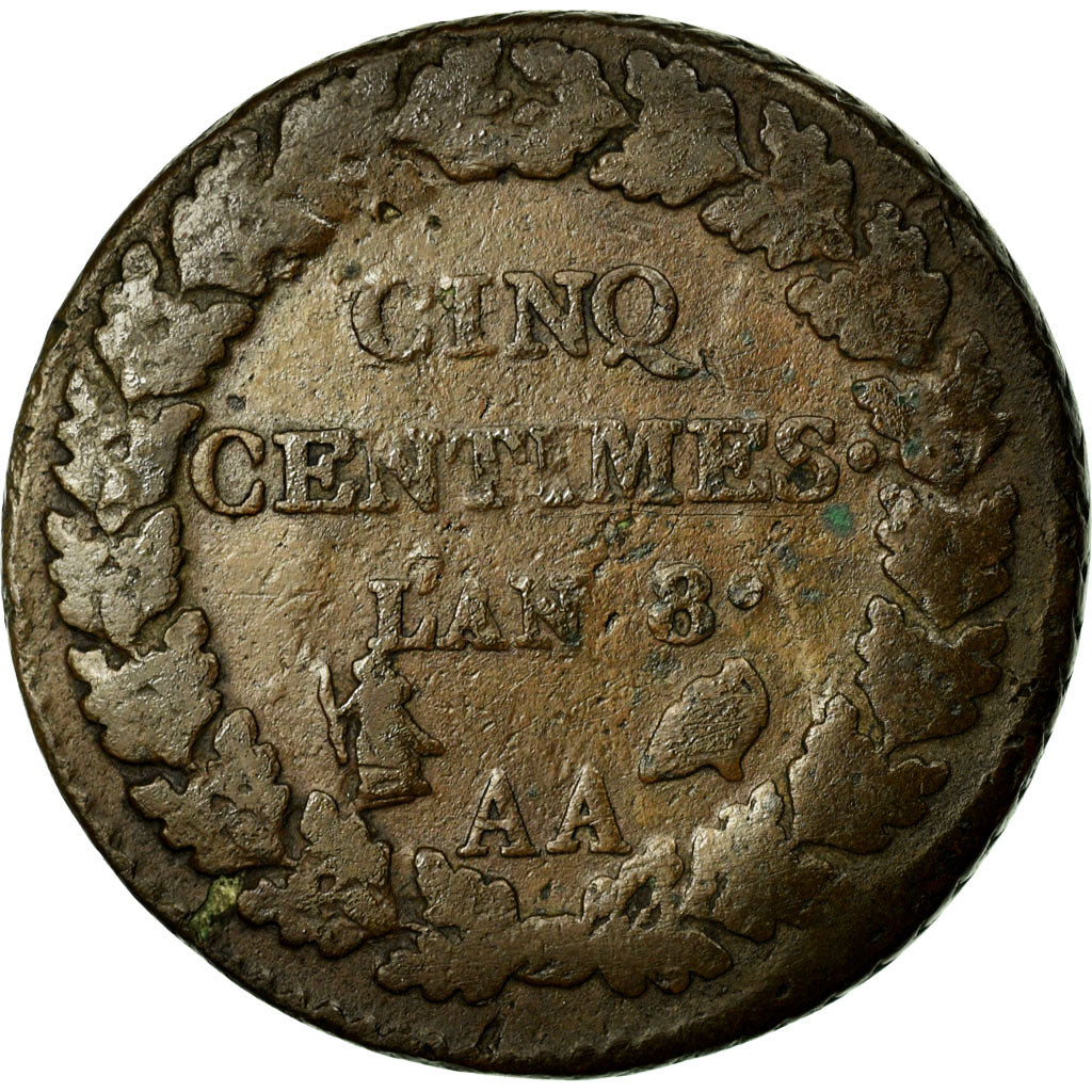 Coin, France, Dupré, 5 Centimes, 1799, Metz, VF(20-25), Bronze, KM:640.2