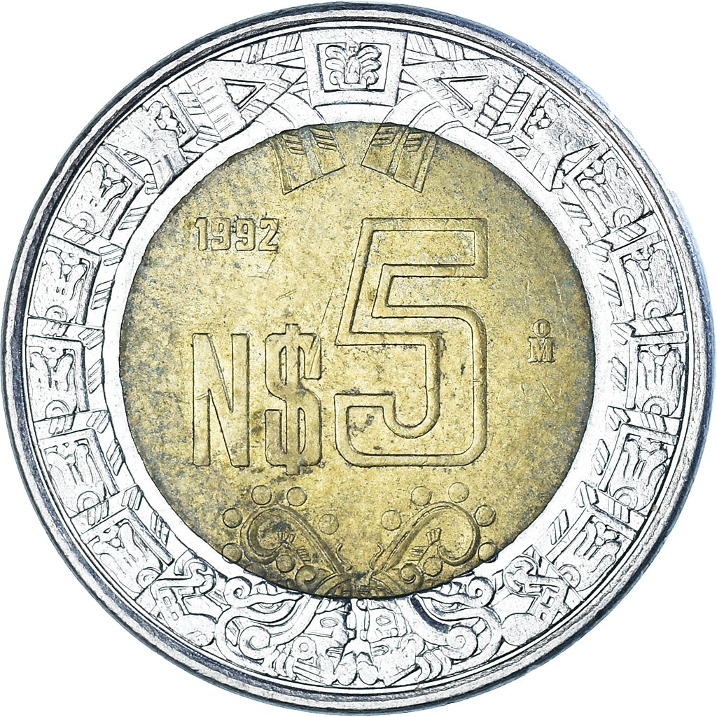 Monnaie, Mexique, 5 Nuevo Pesos, 1992
