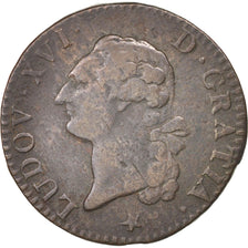 Munten, Frankrijk, Louis XVI, Sol ou sou, Sol, 1790, Lille, FR+, Koper