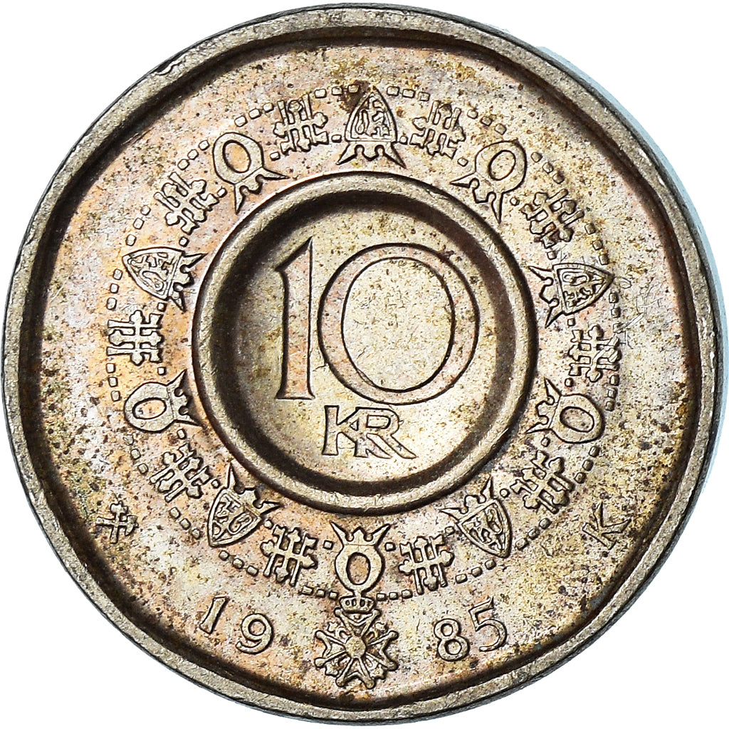 Münze, Norwegen, 10 Kroner, 1985