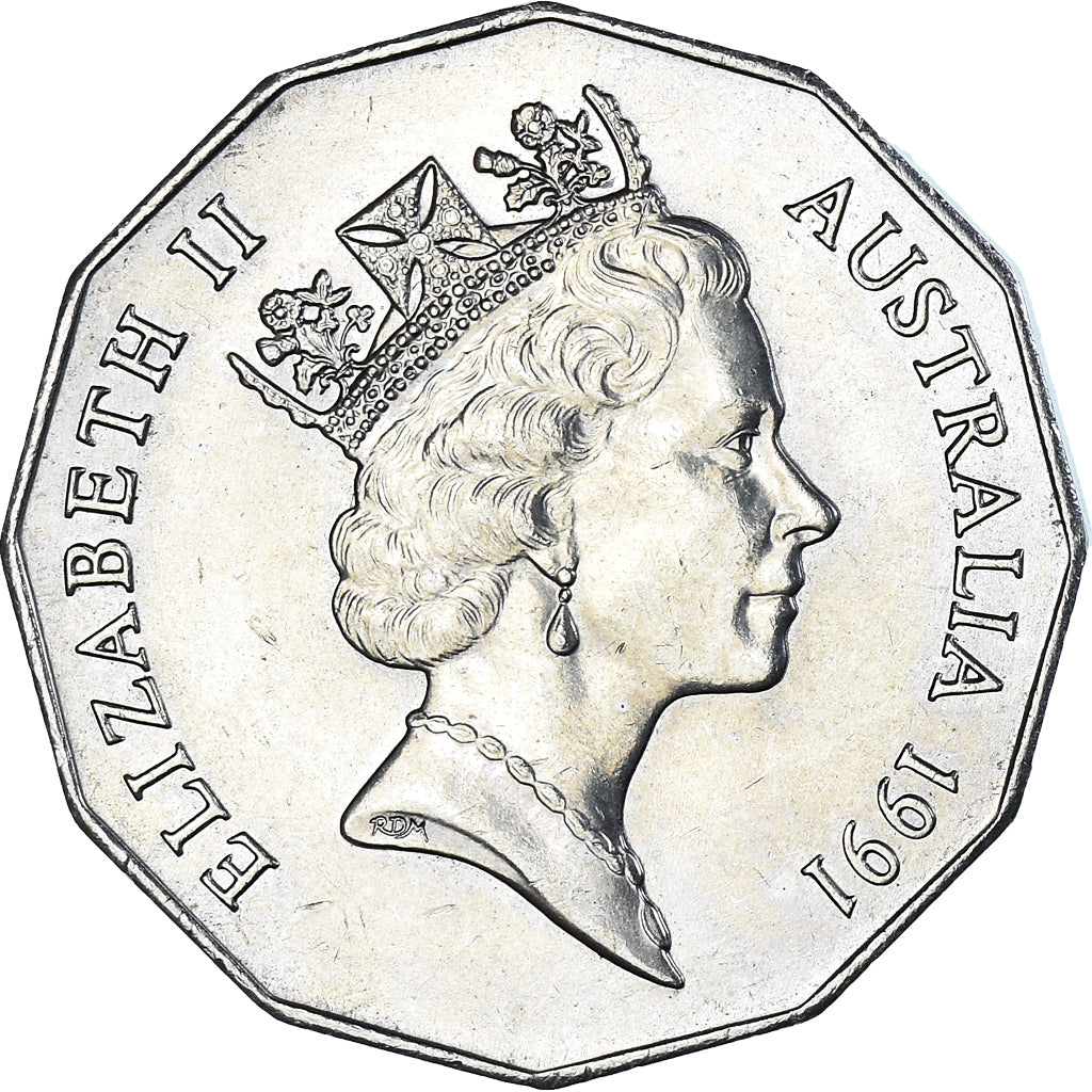Coin, Australia, 50 Cents, 1991