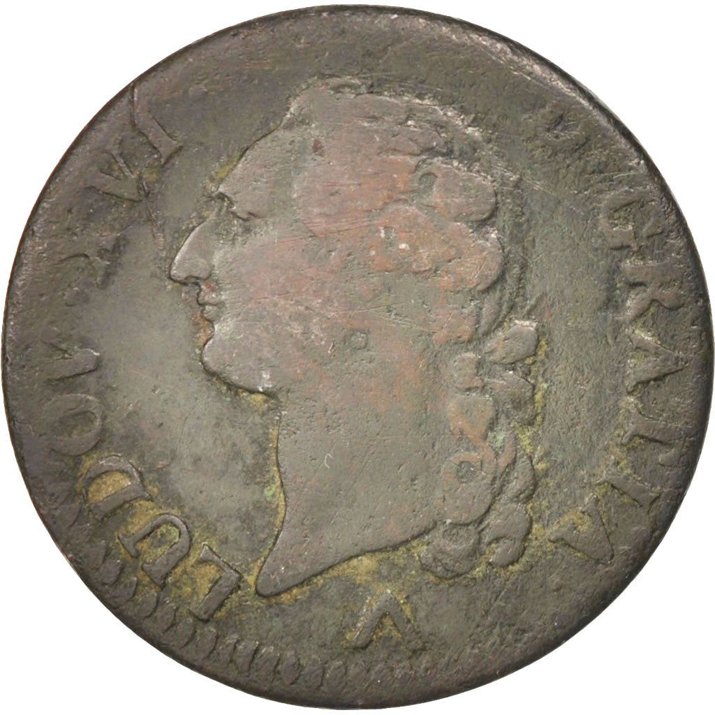 FRANCE, Sol ou sou, Sol, 1781, Lille, KM #578.16, VF(20-25), Copper, Gadoury...