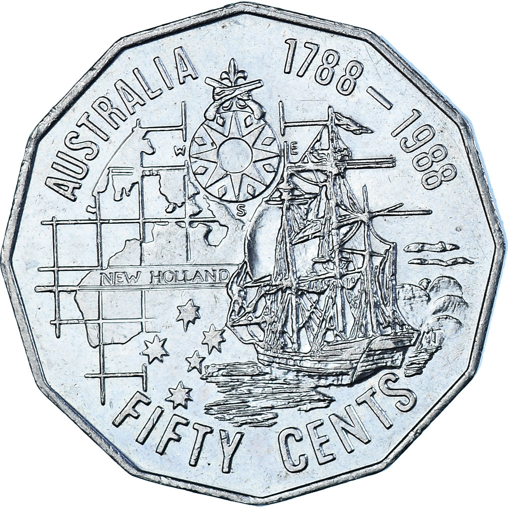Münze, Australien, 50 Cents, 1988