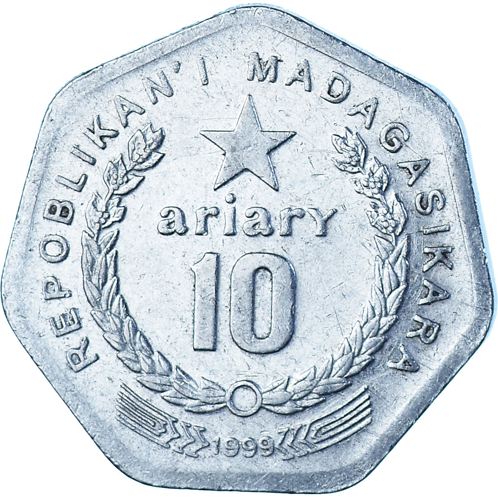 Moneda, Madagascar, 10 Ariary, 1999