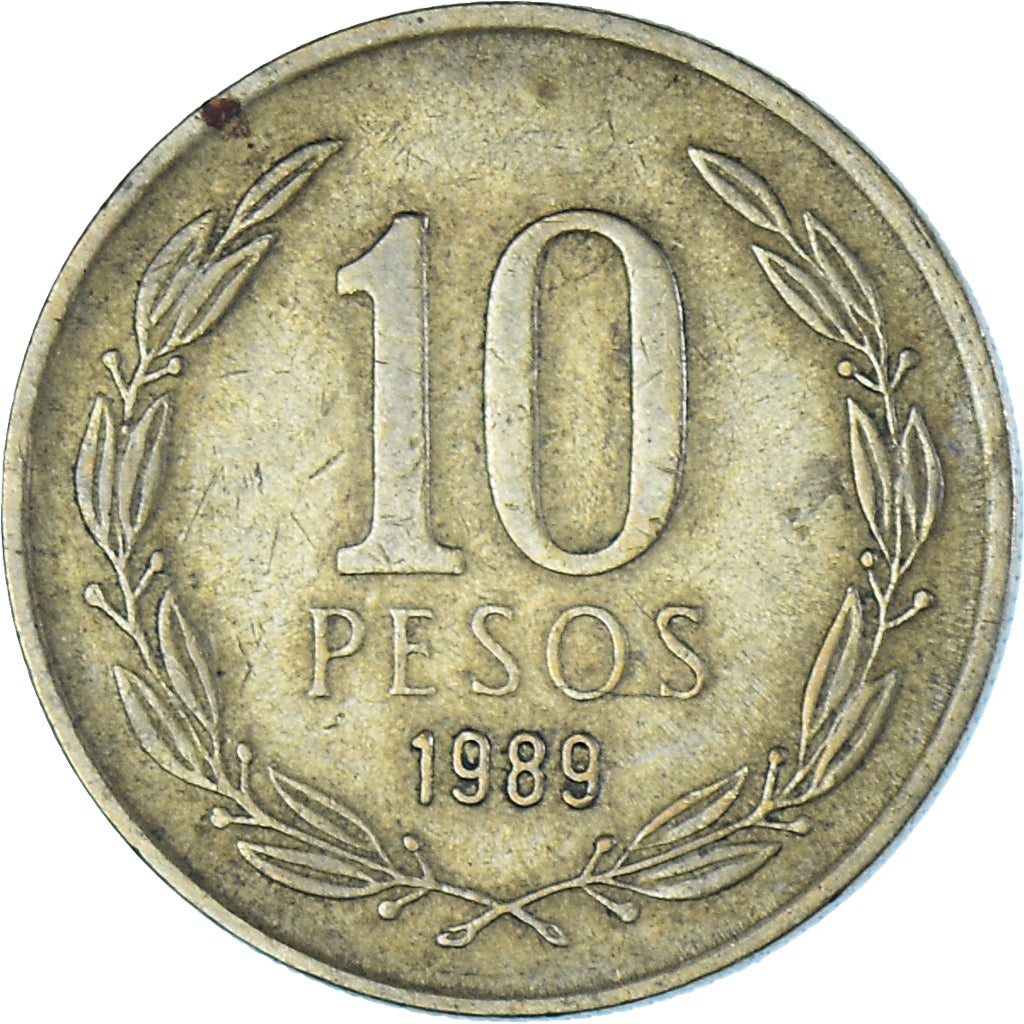 Münze, Chile, 10 Pesos, 1989