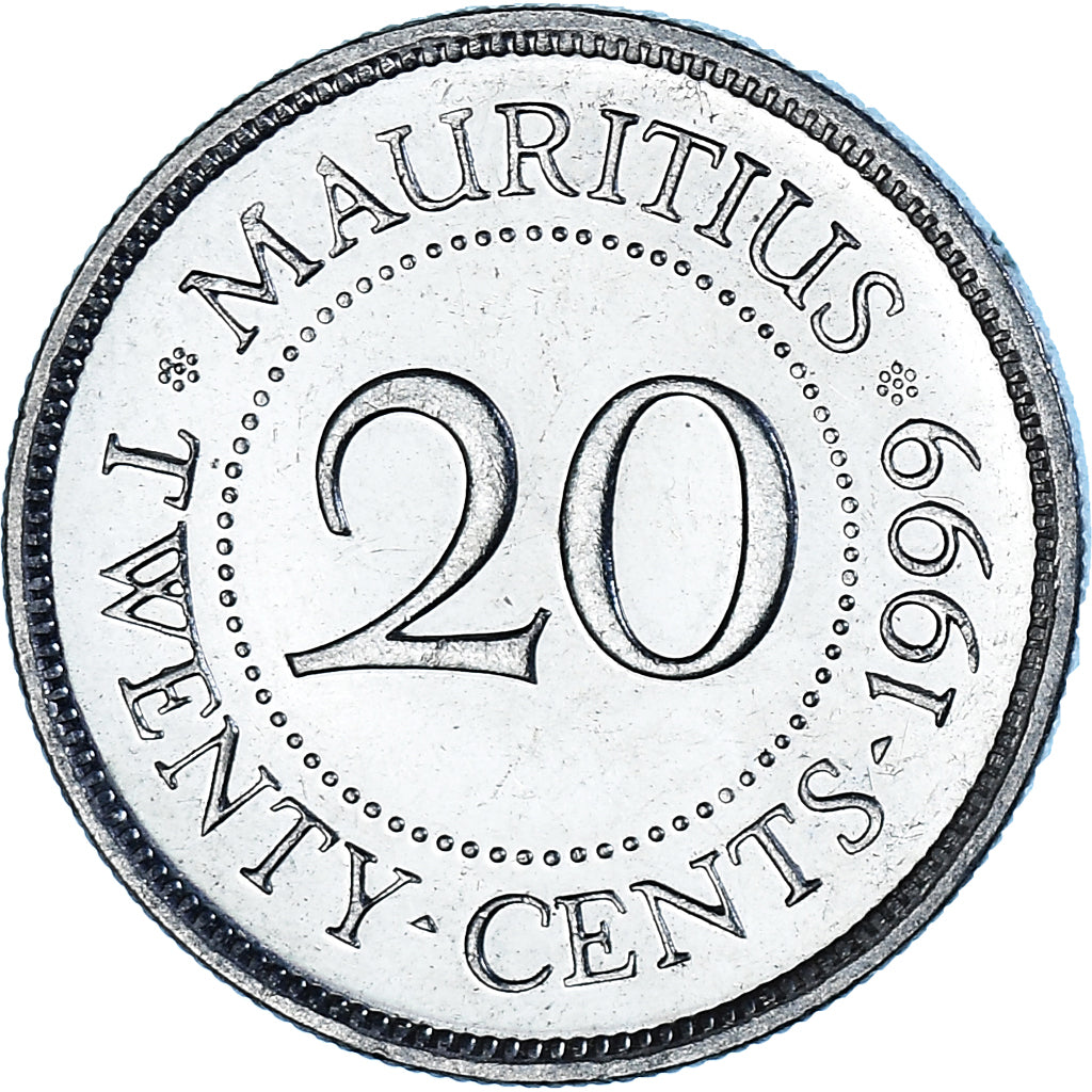 Coin, Mauritius, 20 Cents, 1999