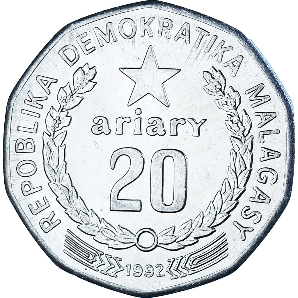 Moneda, Madagascar, 20 Ariary, 1992