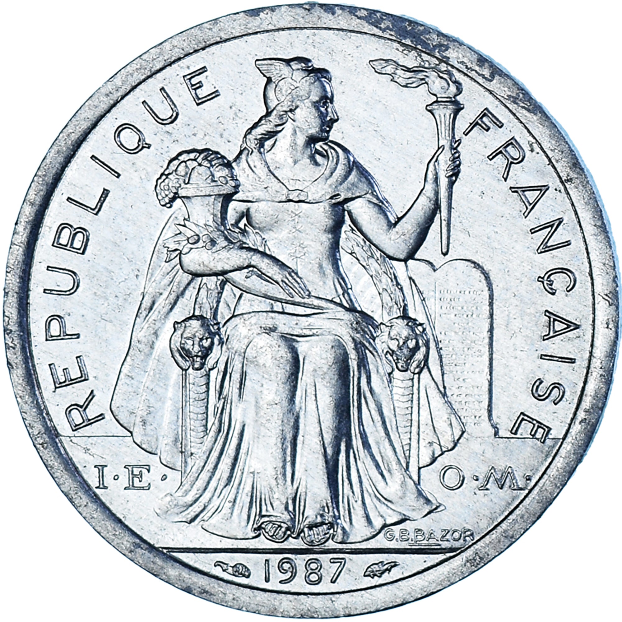 Coin, New Caledonia, 2 Francs, 1987