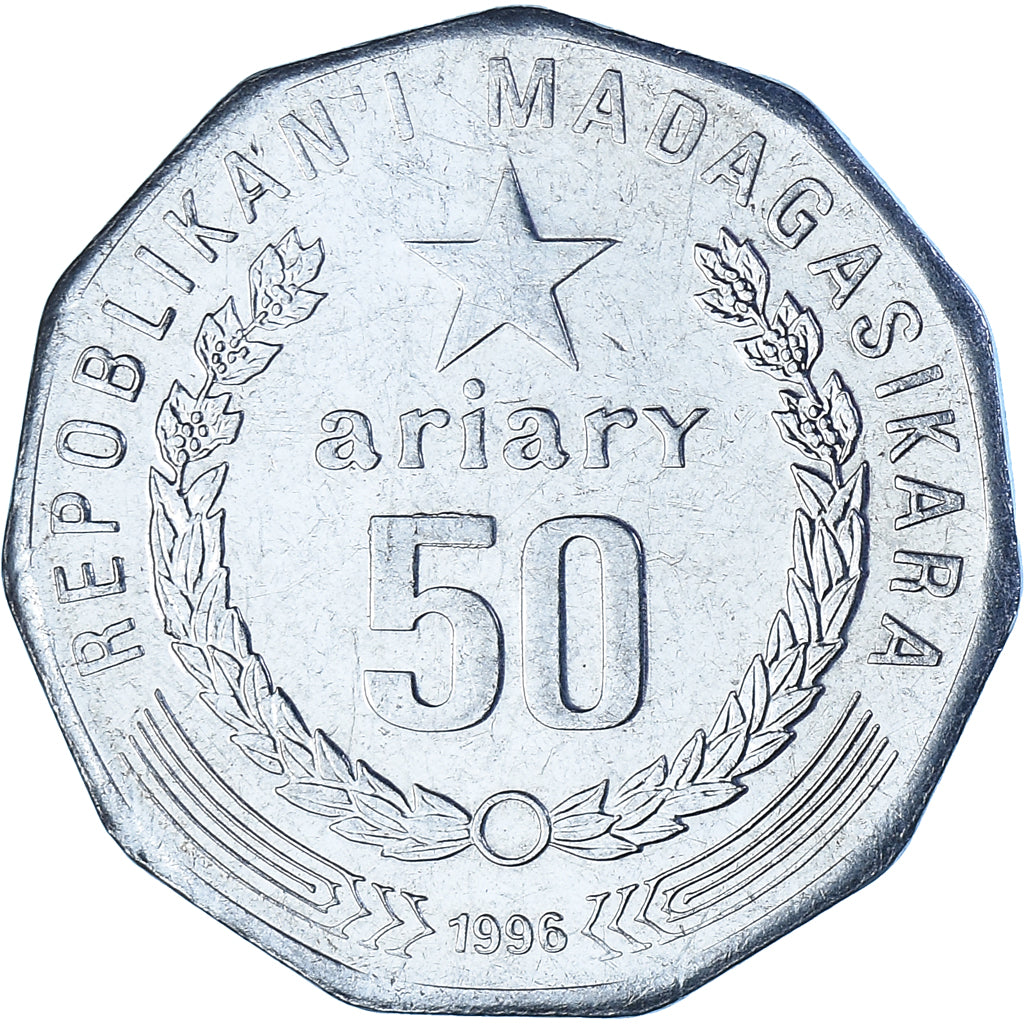 Coin, Madagascar, 50 Ariary, 1996