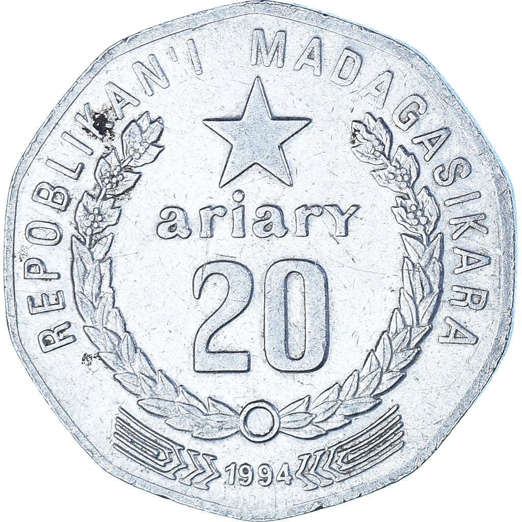 Moneta, Madagascar, 20 Ariary, 1994