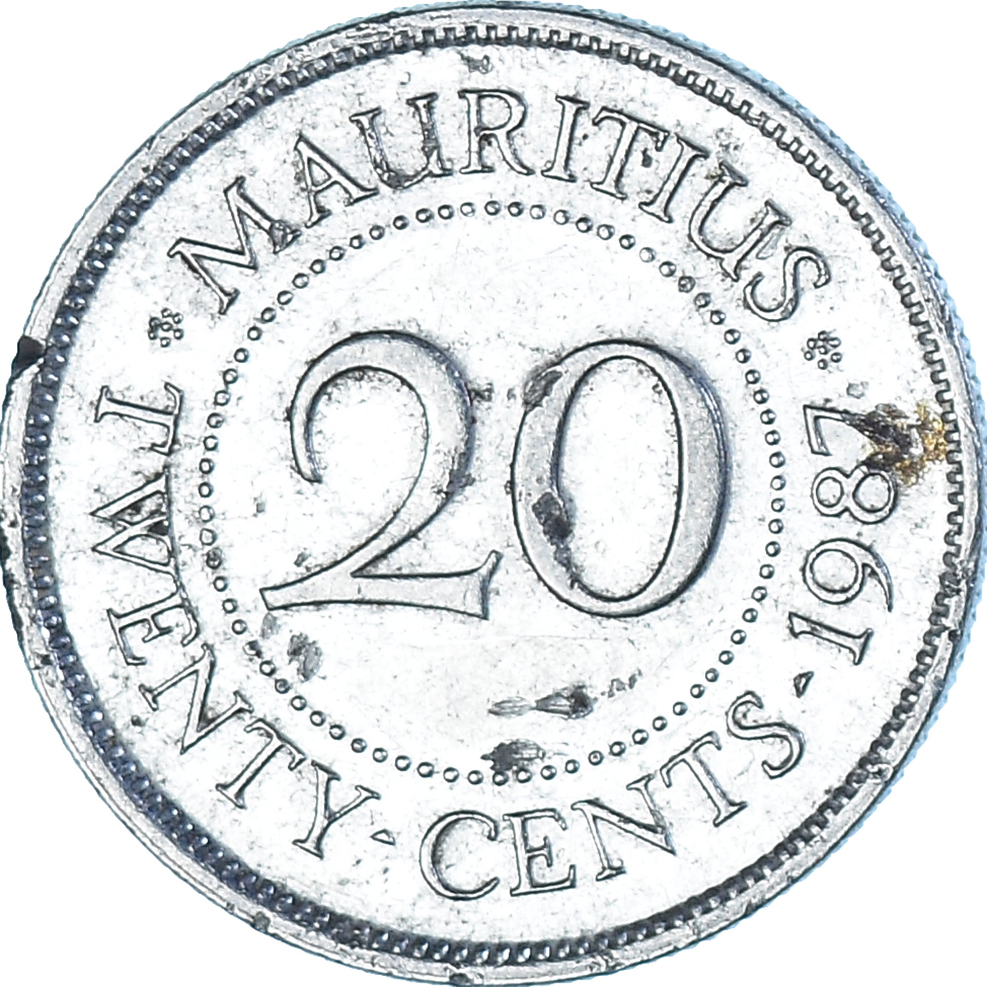 Coin, Mauritius, 20 Cents, 1987
