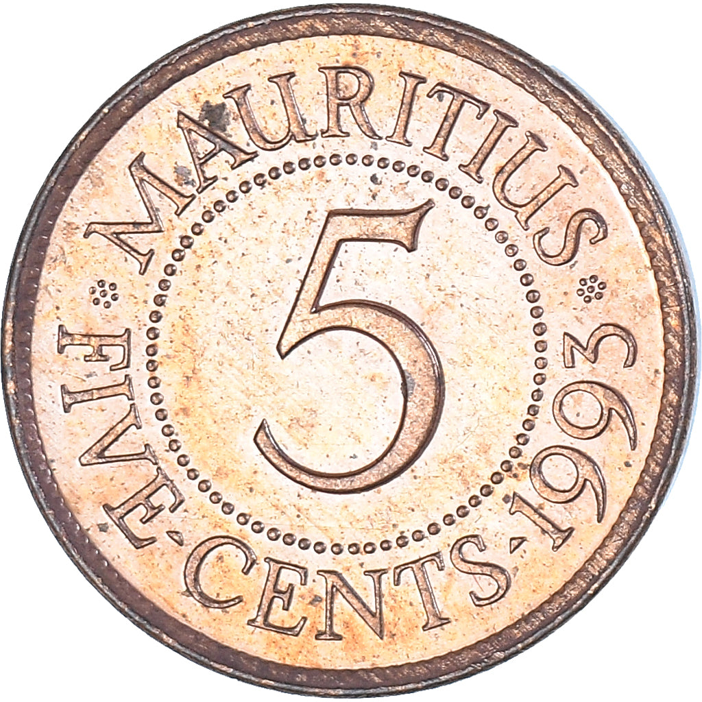 Coin, Mauritius, 5 Cents, 1993