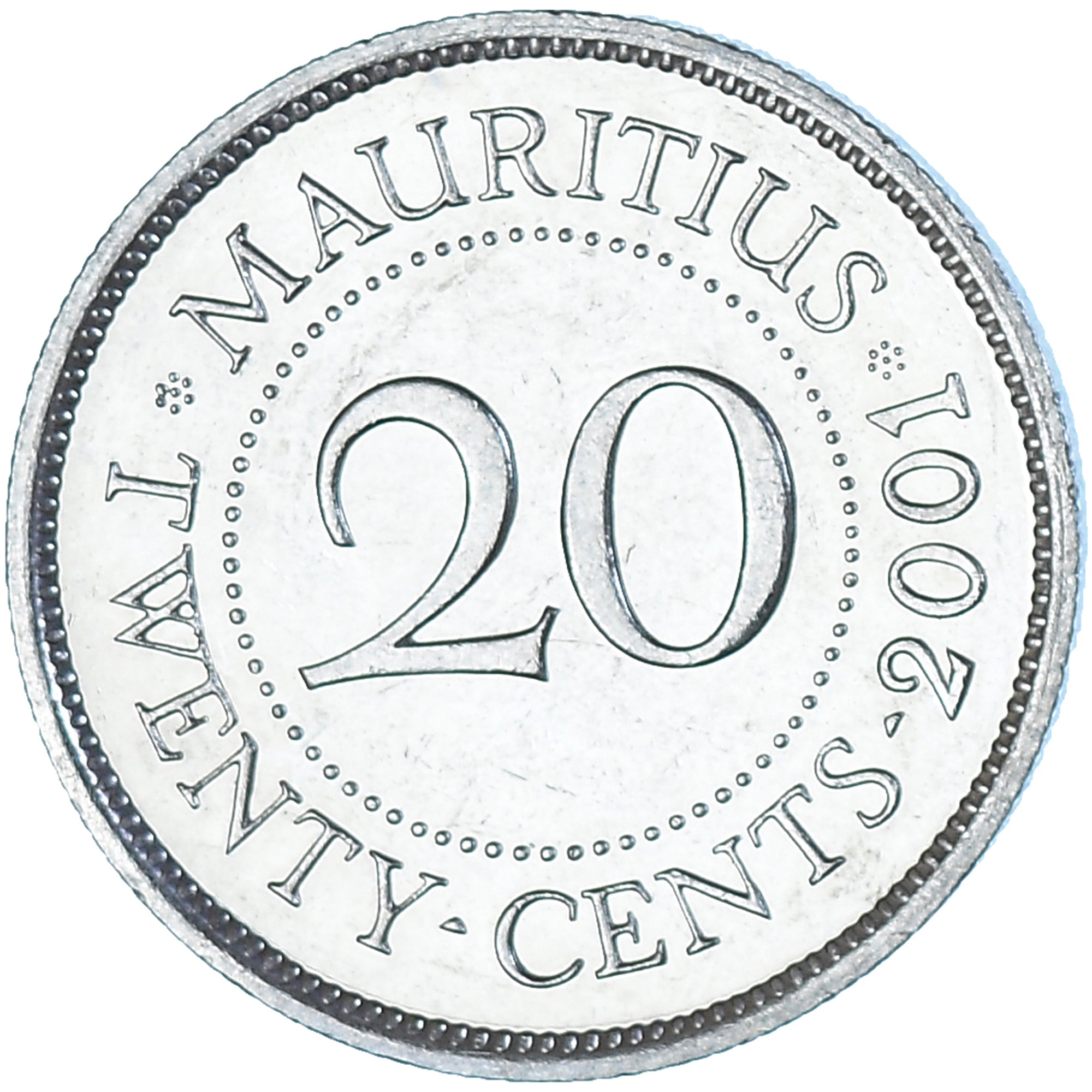 Coin, Mauritius, 20 Cents, 2001