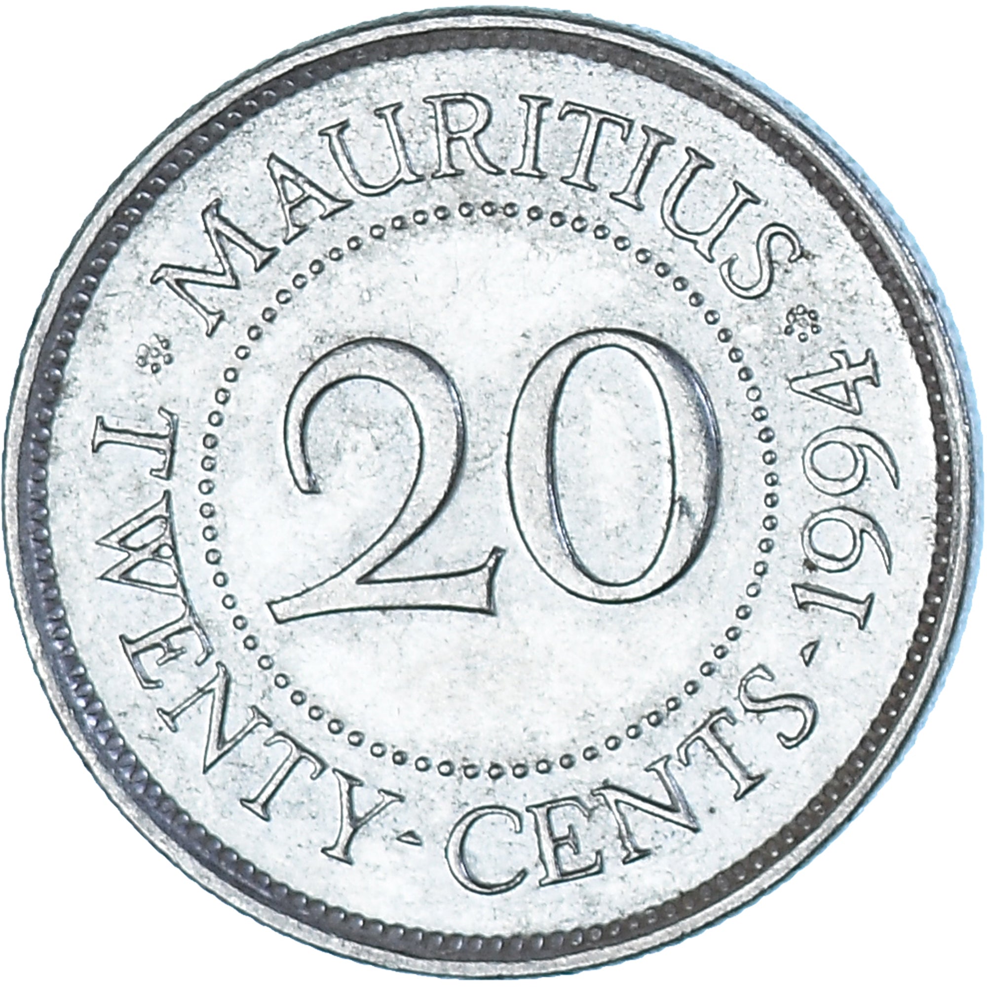 Coin, Mauritius, 20 Cents, 1994