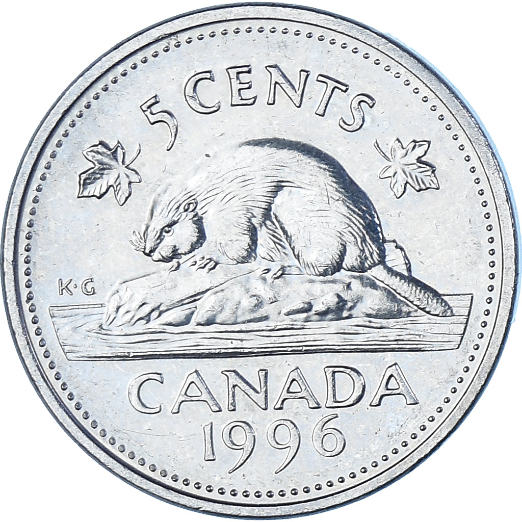 Coin, Canada, 5 Cents, 1996