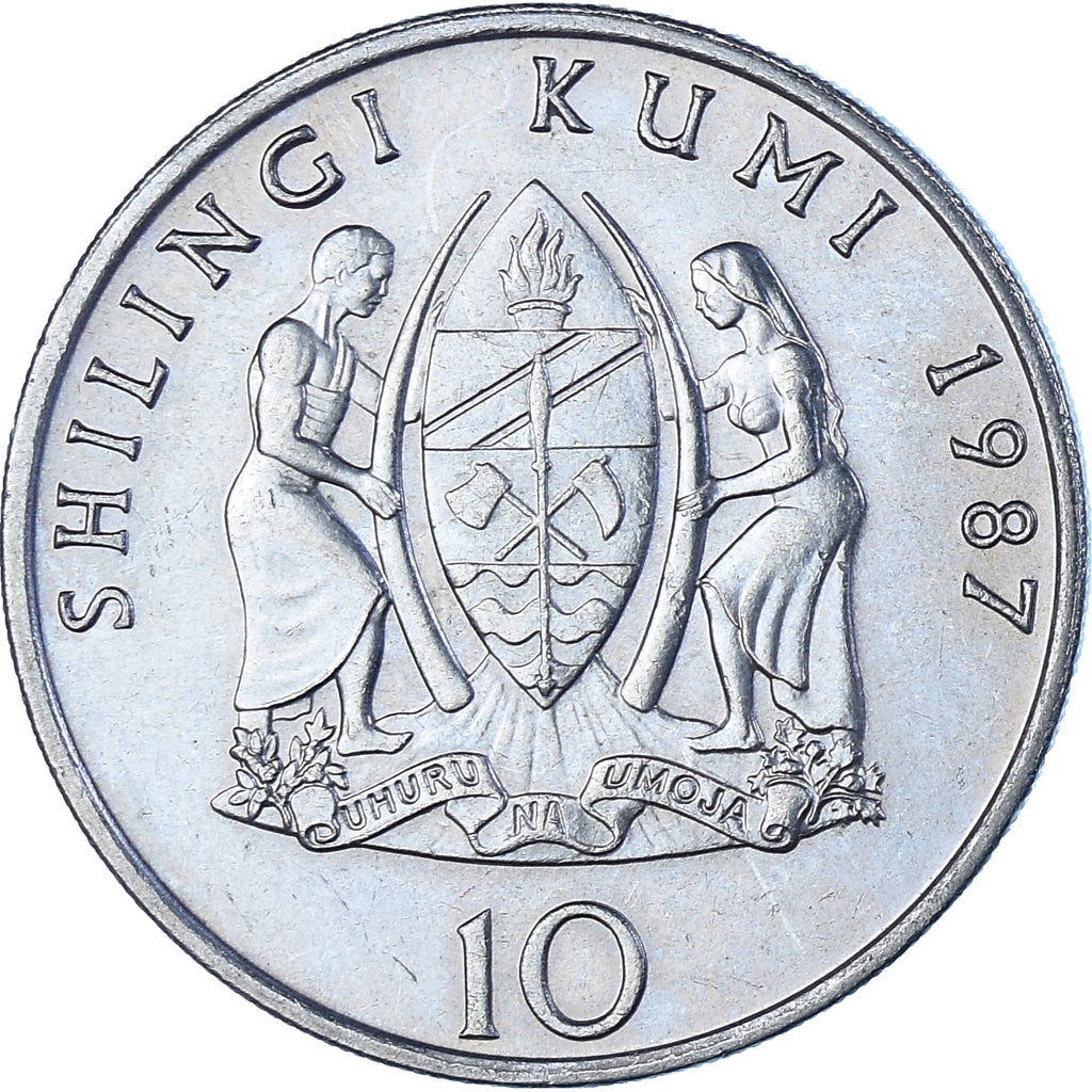 Coin, Tanzania, 10 Shilingi, 1987
