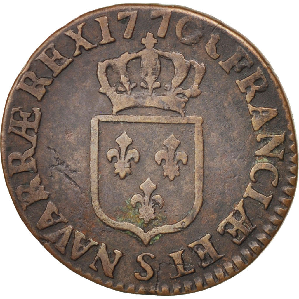 Louis XV, 1/2 Sol à la vieille tête 1770 Reims, KM 544.9