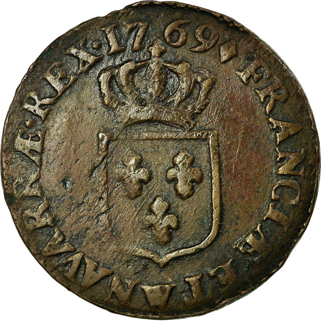 Coin, France, Louis XV, Demi sol à la vieille tête, 1/2 Sol, 1769, Lille