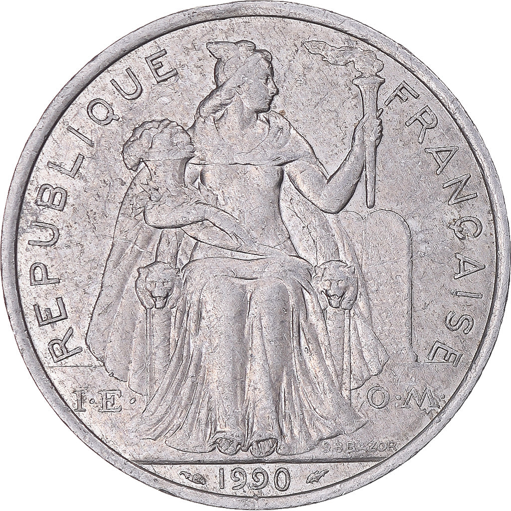 Coin, New Caledonia, 5 Francs, 1990