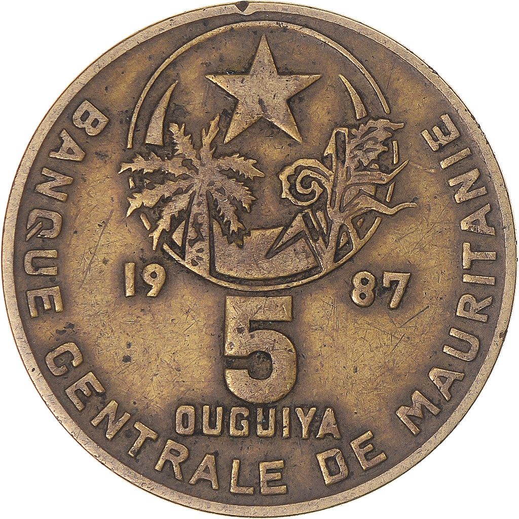 Coin, Mauritania, 5 Ouguiya, 1987