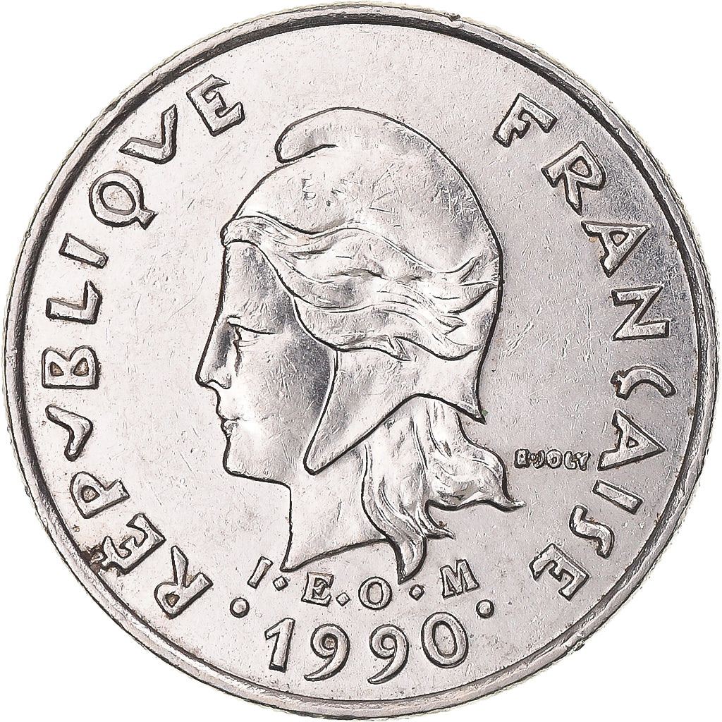 Coin, New Caledonia, 10 Francs, 1990