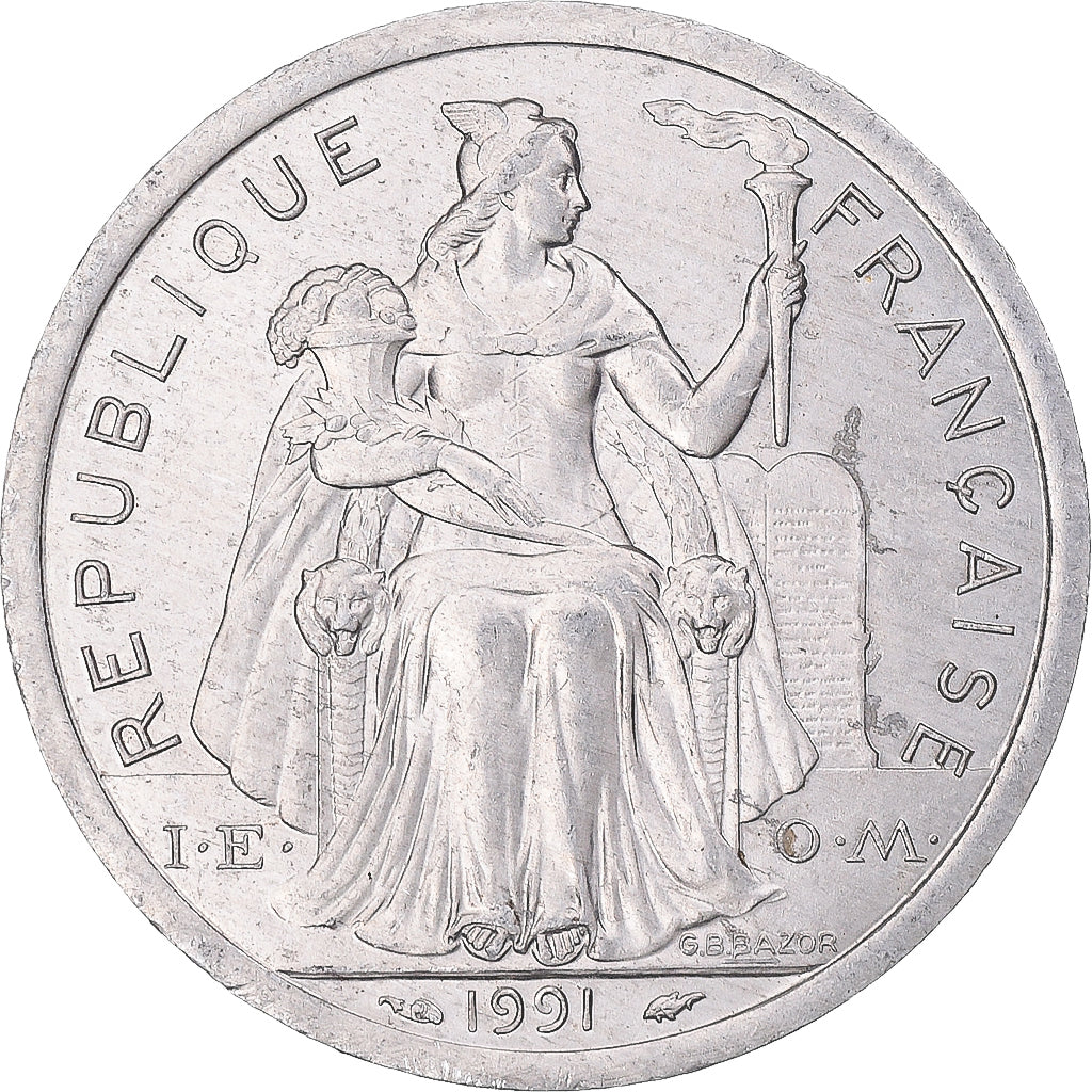 Coin, New Caledonia, 2 Francs, 1991