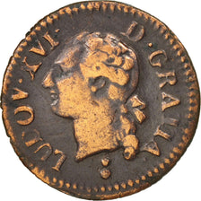 Moneda, Francia, Louis XVI, Liard, Liard, 1786, Metz, BC+, Cobre, KM:585.2