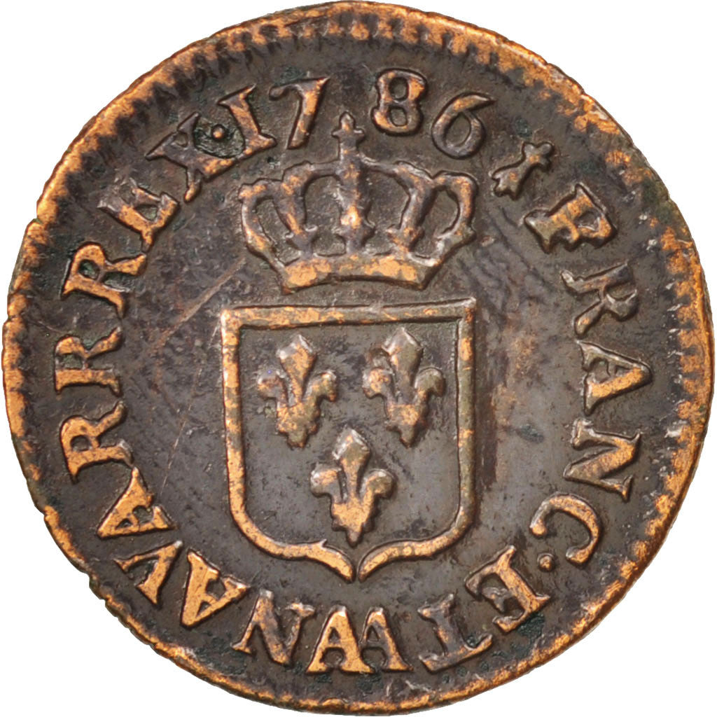 Moneda, Francia, Louis XVI, Liard, Liard, 1786, Metz, BC+, Cobre, KM:585.2