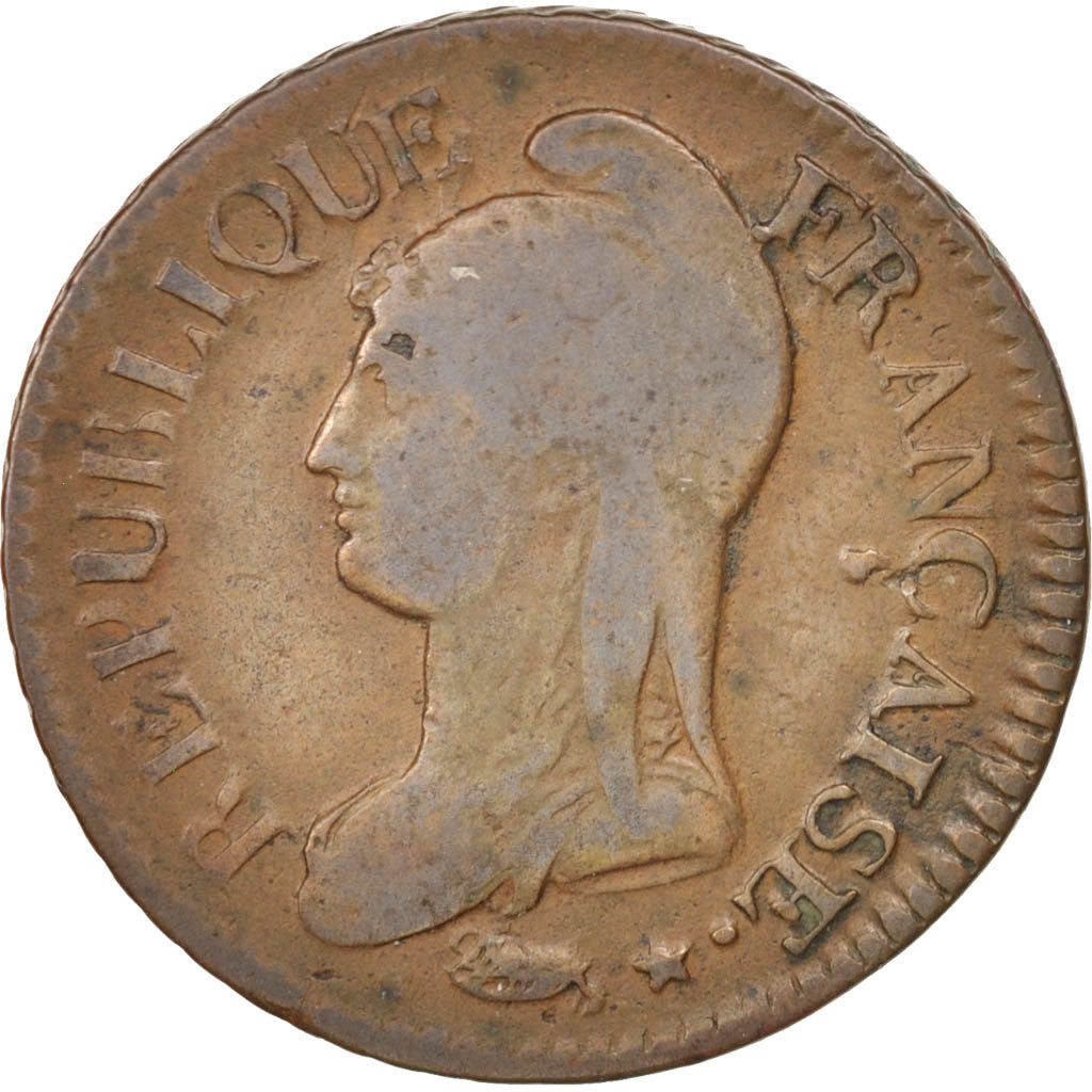 FRANCE, Dupré, 5 Centimes, 1798, Lyon, KM #640.5, VF(20-25), Bronze, Gadoury #..