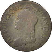 FRANCE, Dupré, 5 Centimes, 1796, Strasbourg, KM #640.4, F(12-15), Bronze, 28, G.