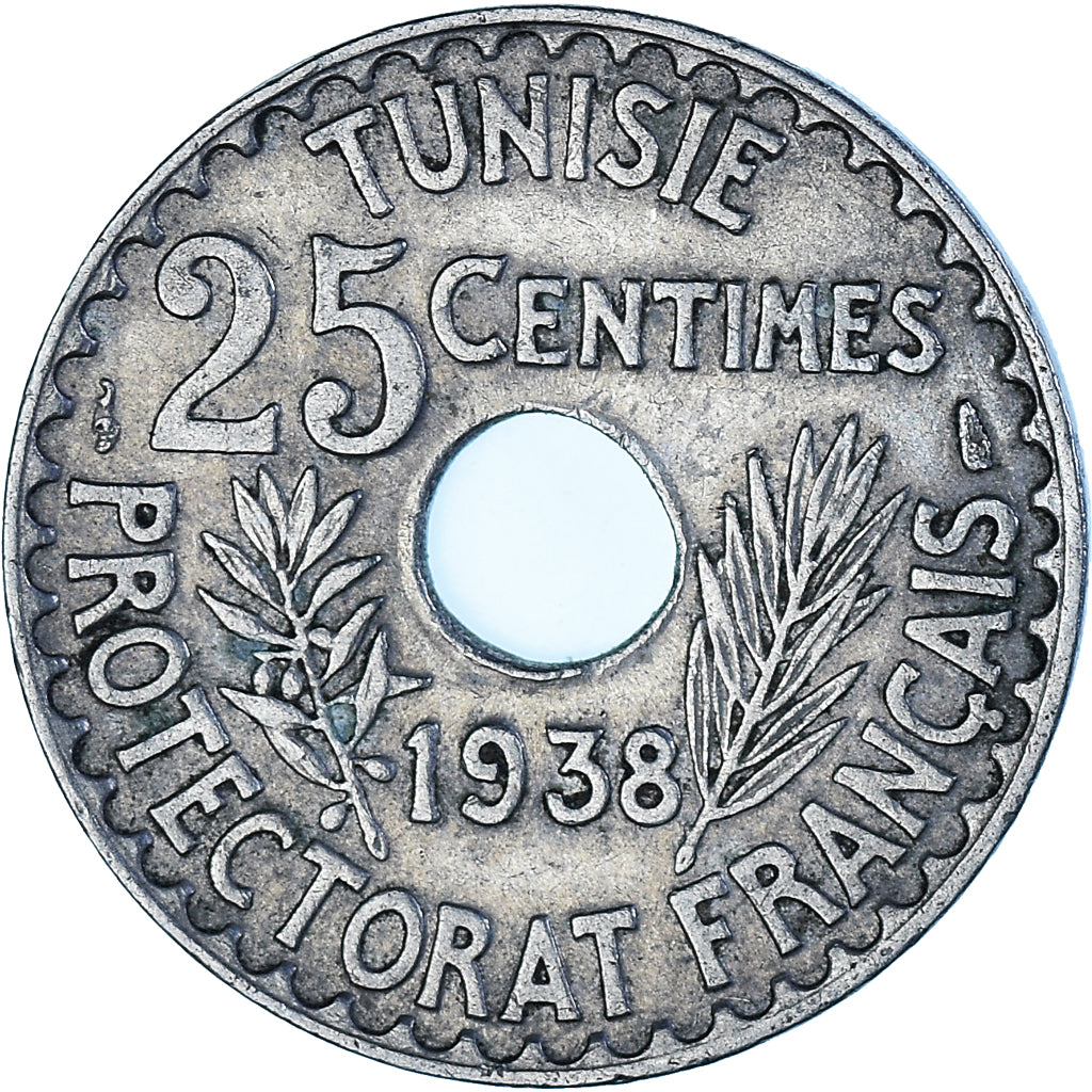 Moneta, Tunisia, 25 Centimes, 1938