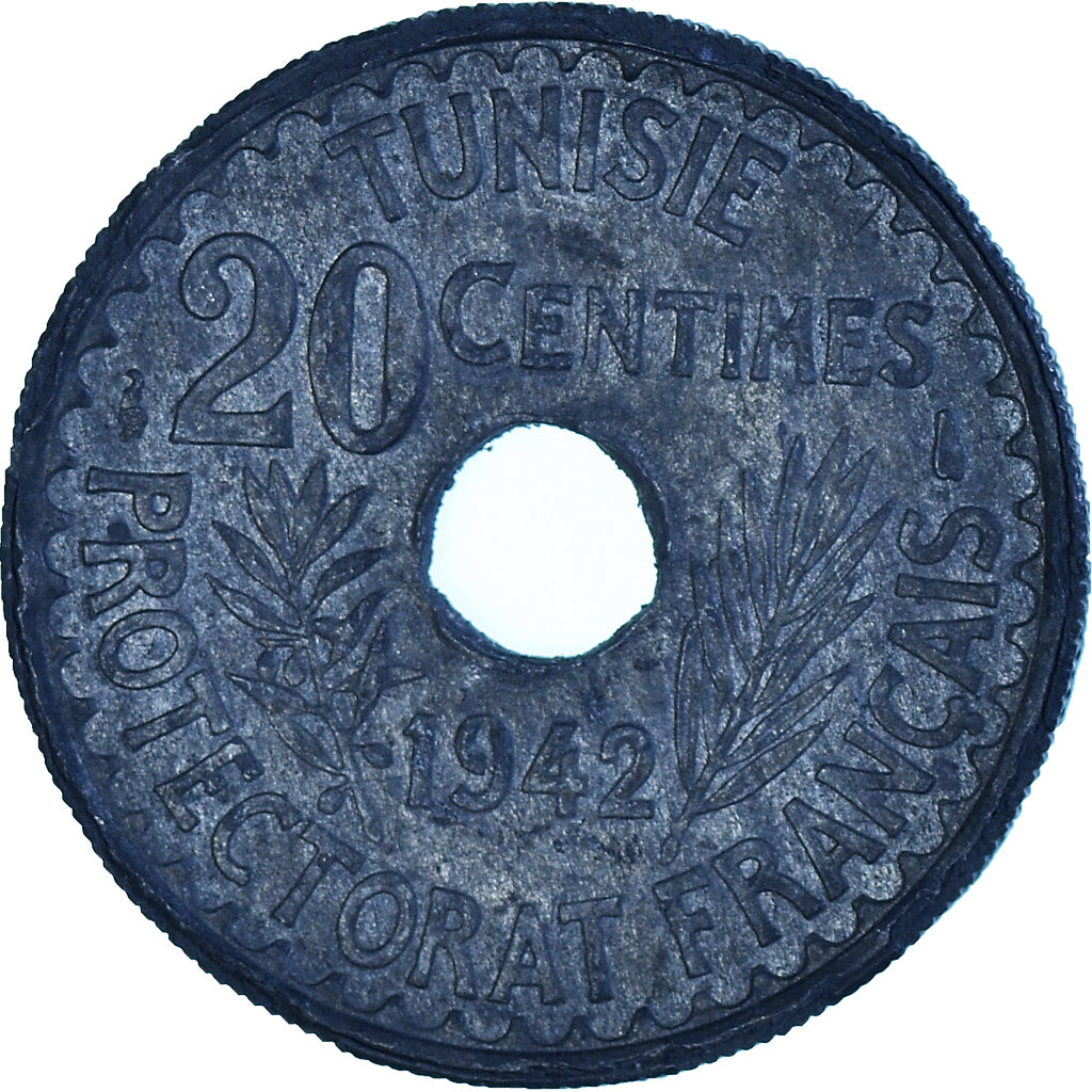 Coin, Tunisia, 20 Centimes, 1942
