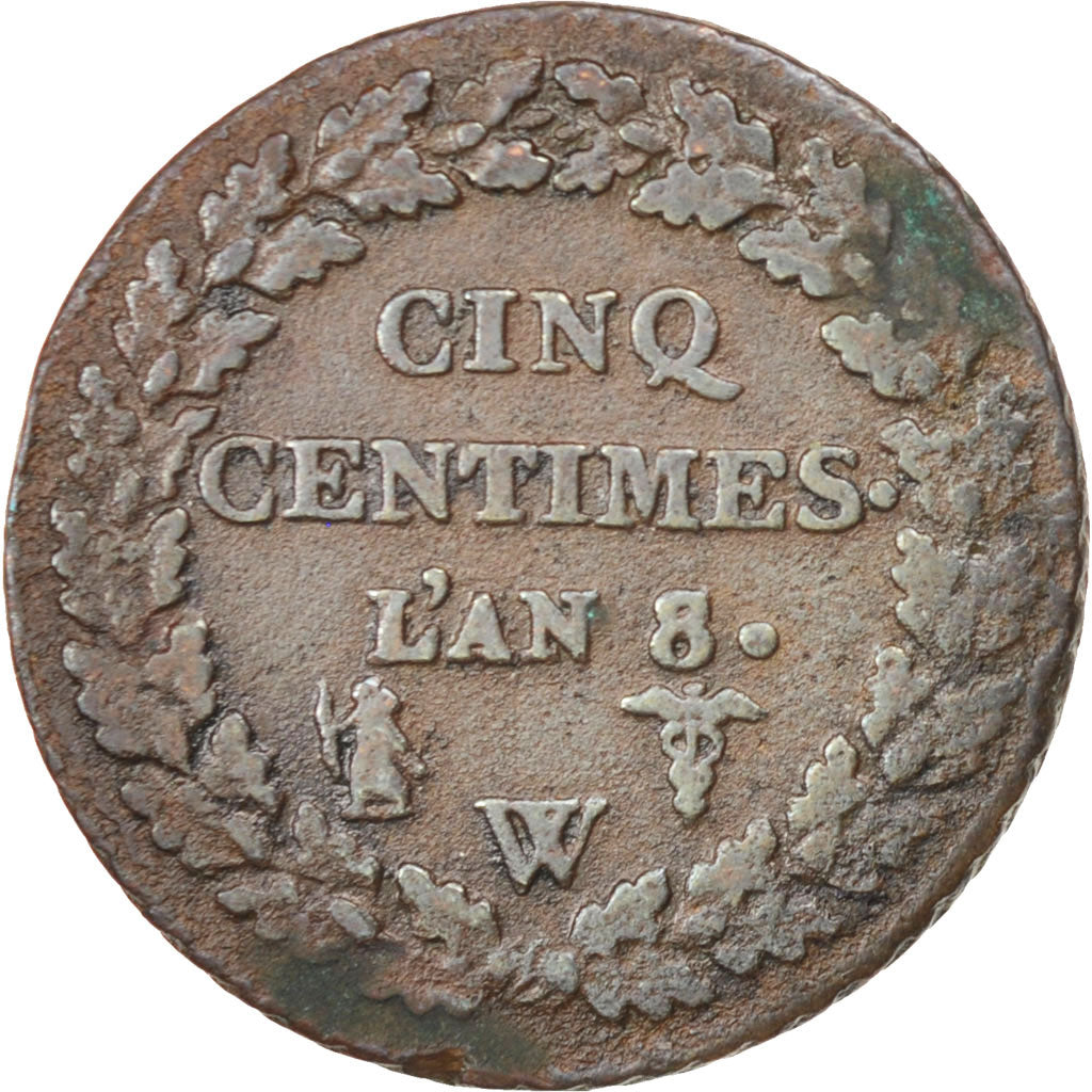 FRANCE, Dupré, 5 Centimes, 1799, Lille, KM #640.11, VF(20-25), Bronze, Gadoury #