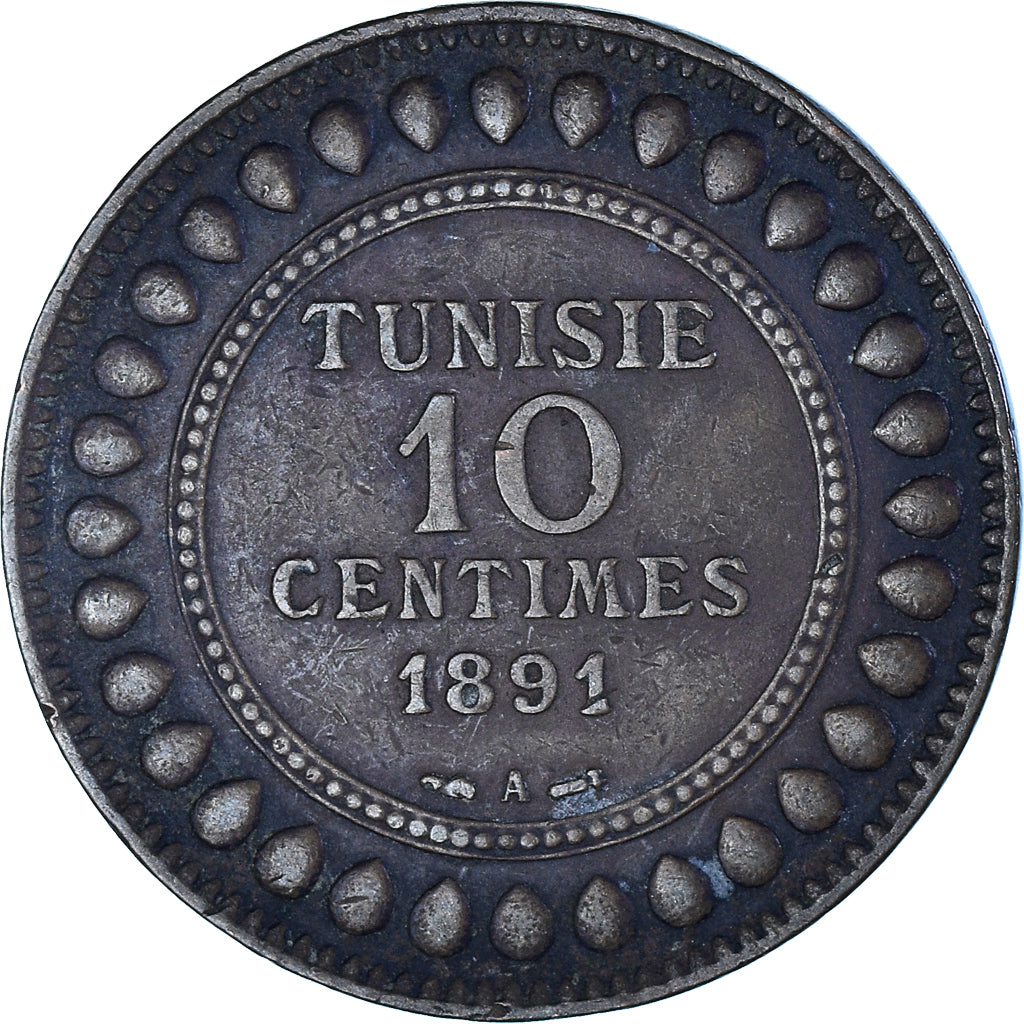 Monnaie, Tunisie, 10 Centimes, 1891