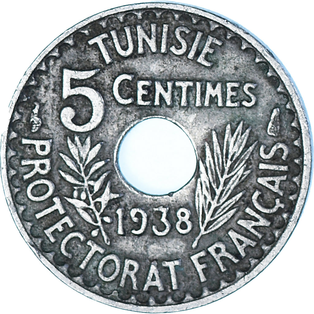 Coin, Tunisia, 5 Centimes, 1938