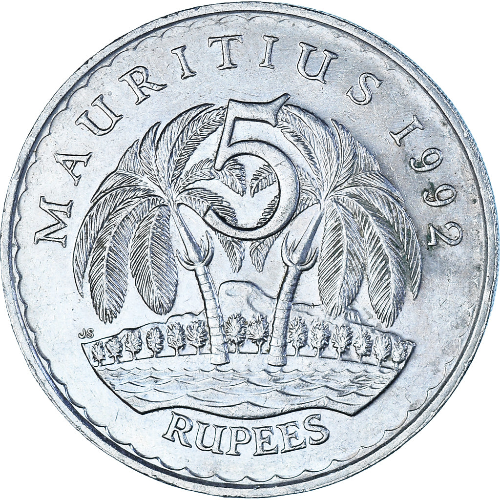 Coin, Mauritius, 5 Rupees, 1992