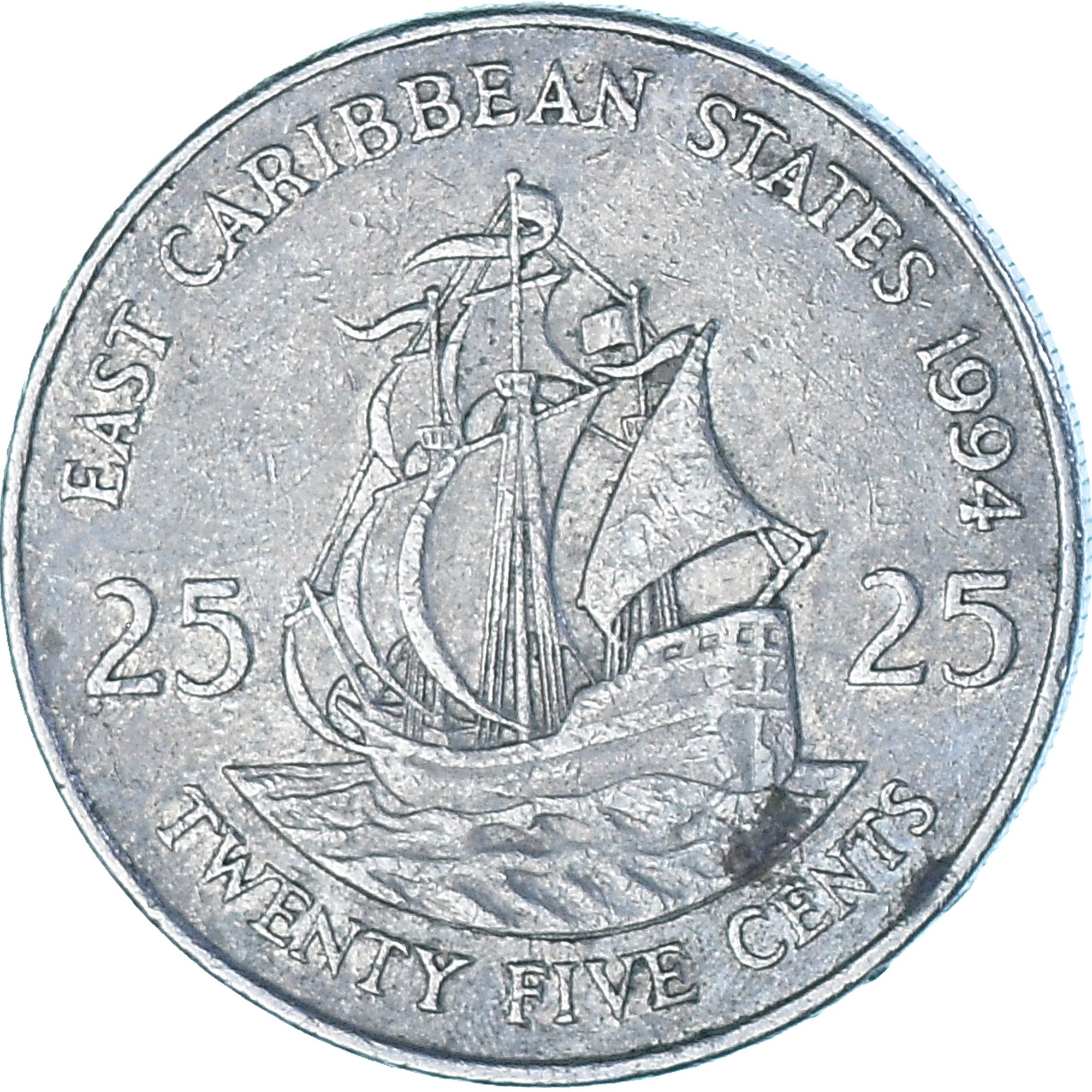 Coin, East Caribbean States, 25 Cents, 1994