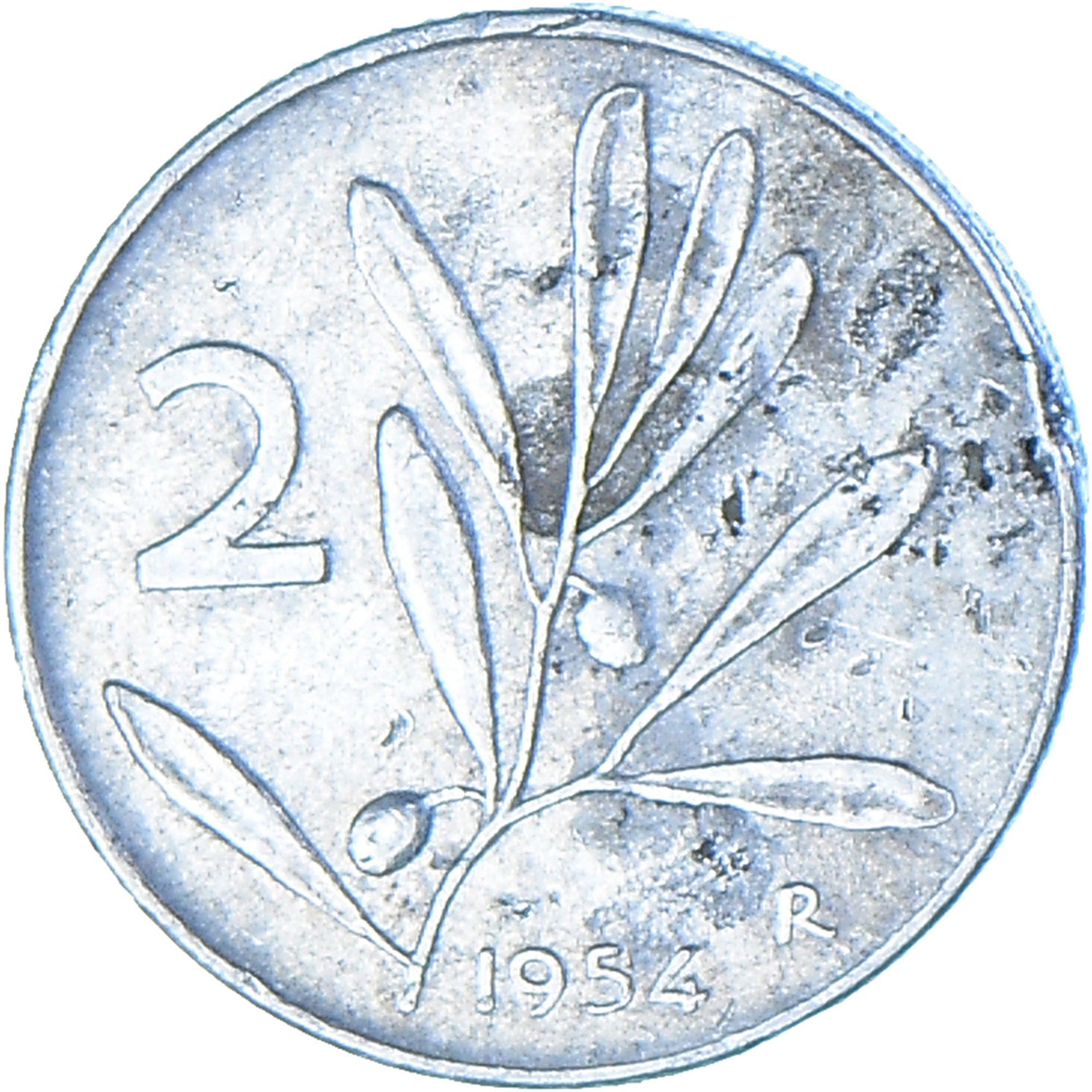 Moeda, Itália, 2 Lire, 1954