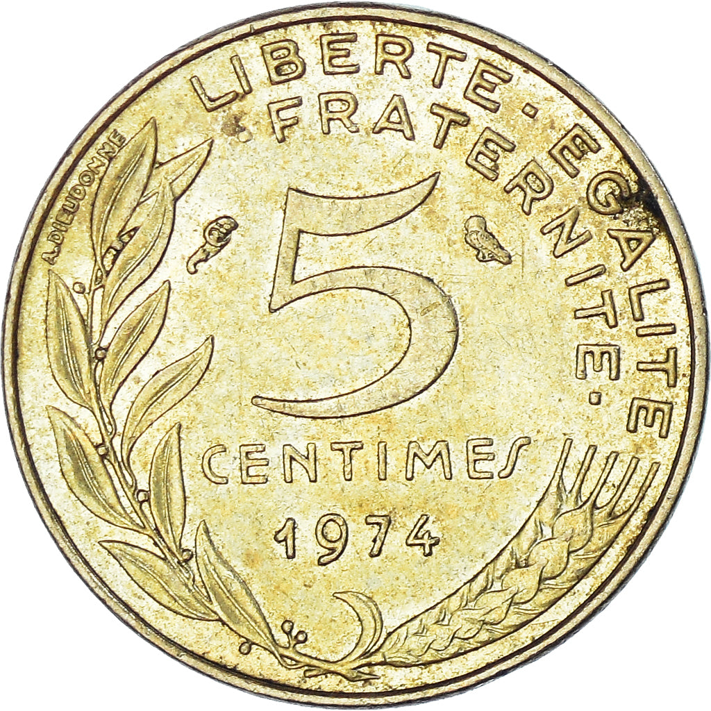 Moneta, Francja, 5 Centimes, 1974