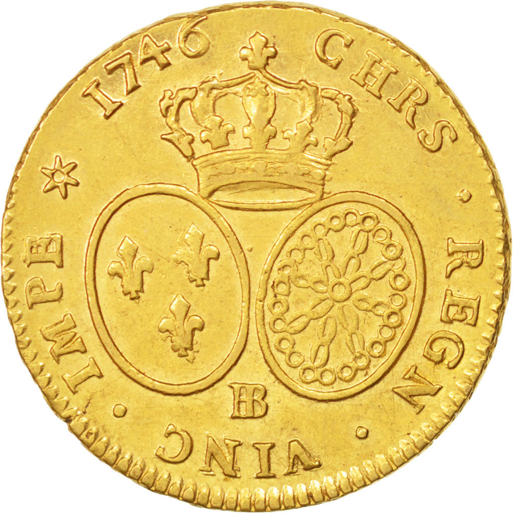 Moneta, Francia, Louis XV, Double louis d'or au bandeau, 2 Louis D'or, 1746