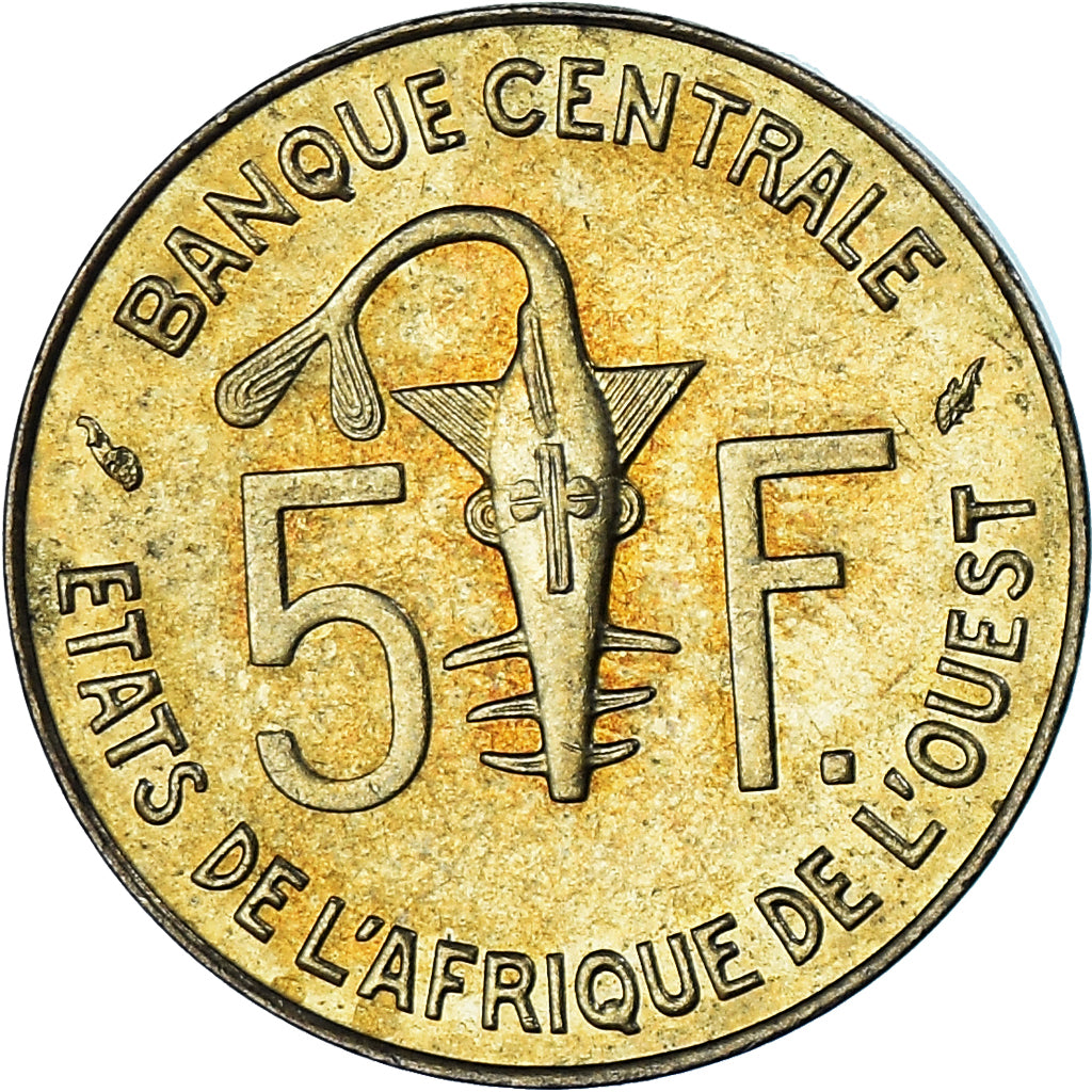 Münze, West African States, 5 Francs, 1989